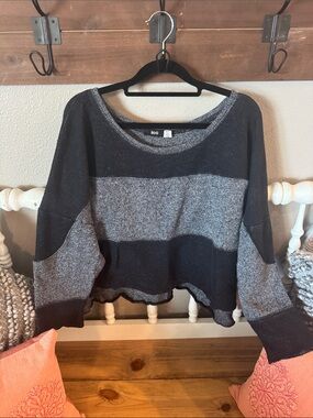 BDG Black & Gray Wide-Striped Scoop Neck Sweater